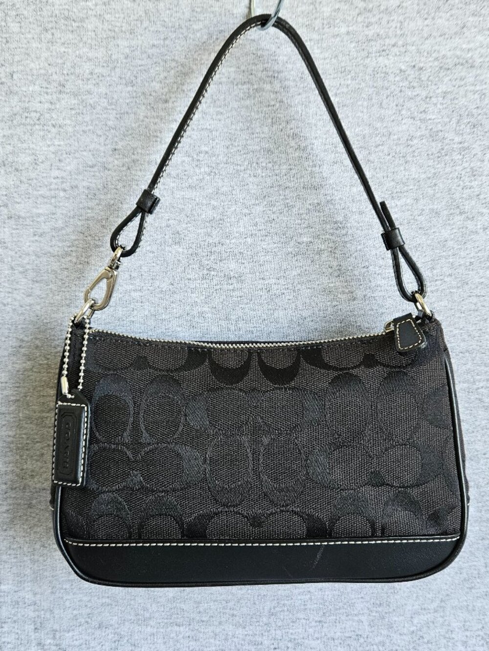 Coach Vintage Demi Mini Shoulder Bag Black Signature Canvas Leather 6094 Y2K